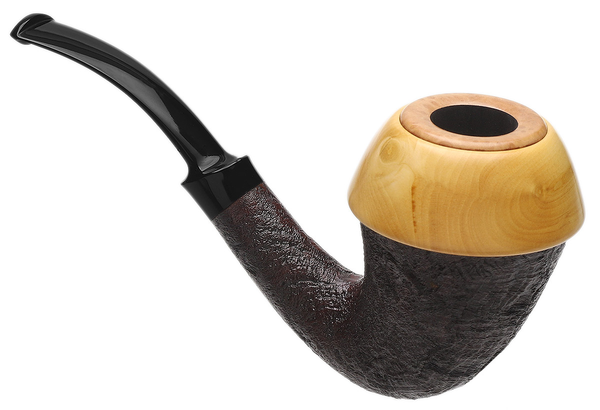 J. Alan Pipes Partially Sandblasted Calabash with Boxwood (1832)