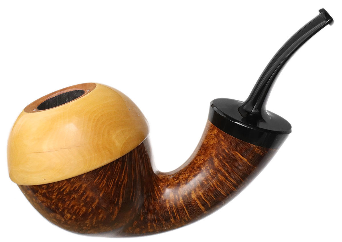 J. Alan Pipes Smooth Bent Apple Calabash with Boxwood (1890)