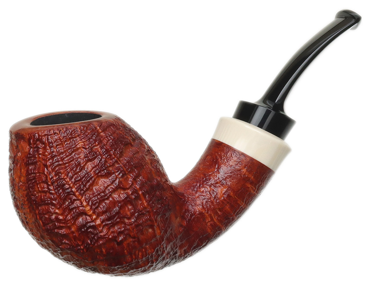 J. Alan Pipes Sandblasted Bent Egg with Ivorite (2145)