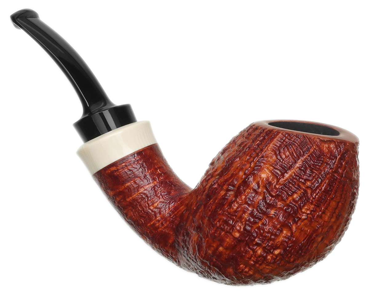 J. Alan Pipes Sandblasted Bent Egg with Ivorite (2145)