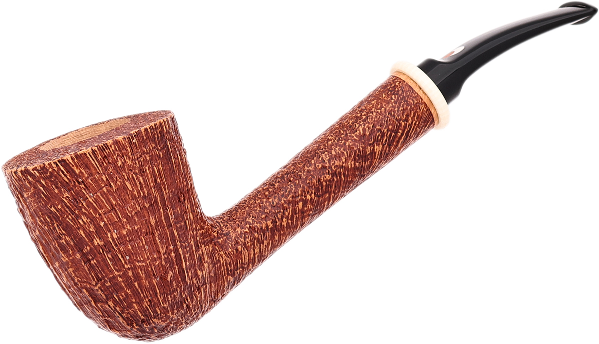 Brown Sandblasted Bent Dublin Tobacco Pipe
