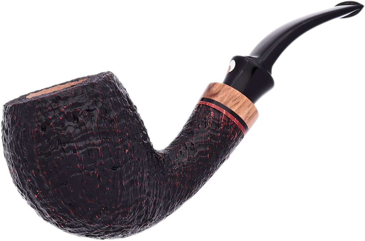 Claudio Cavicchi Black Sandblasted Bent Billiard with Olivewood