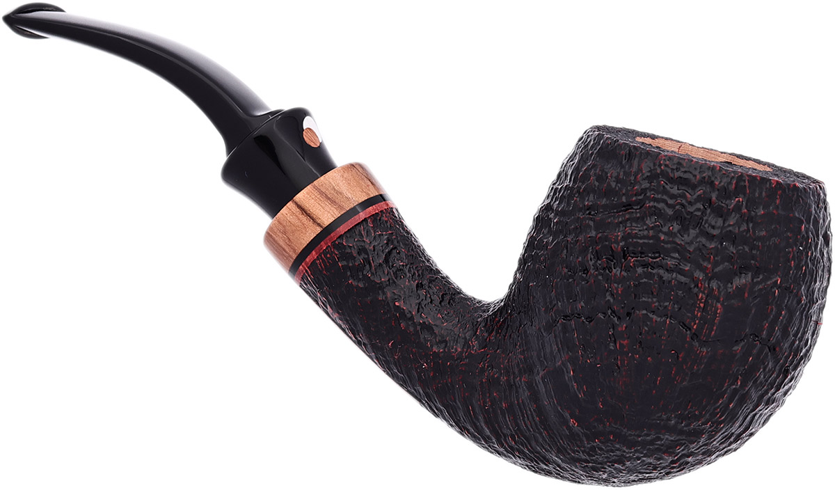 Claudio Cavicchi Black Sandblasted Bent Billiard with Olivewood