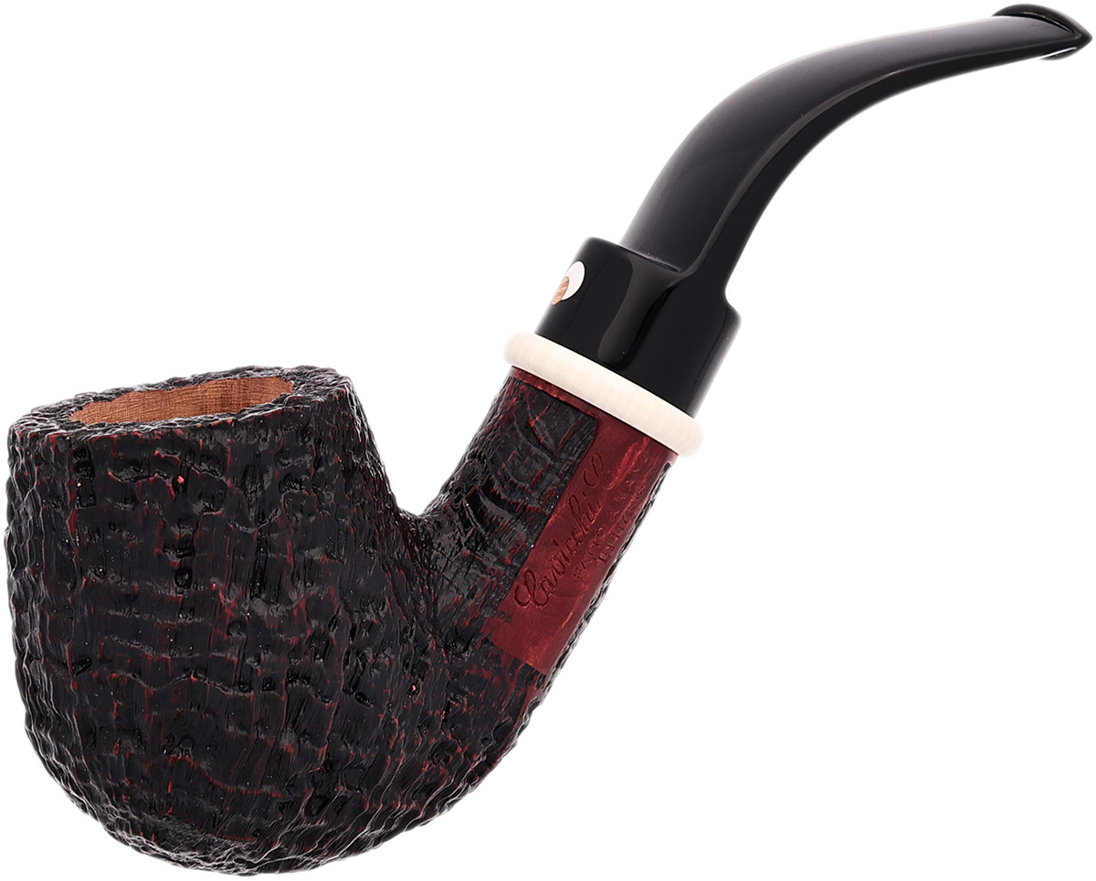 Claudio Cavicchi Black Sandblasted Bent Billiard with Ivorite