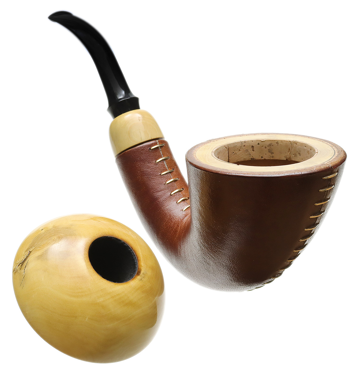 Adam Davidson Leather Calabash with Boxwood and Gold