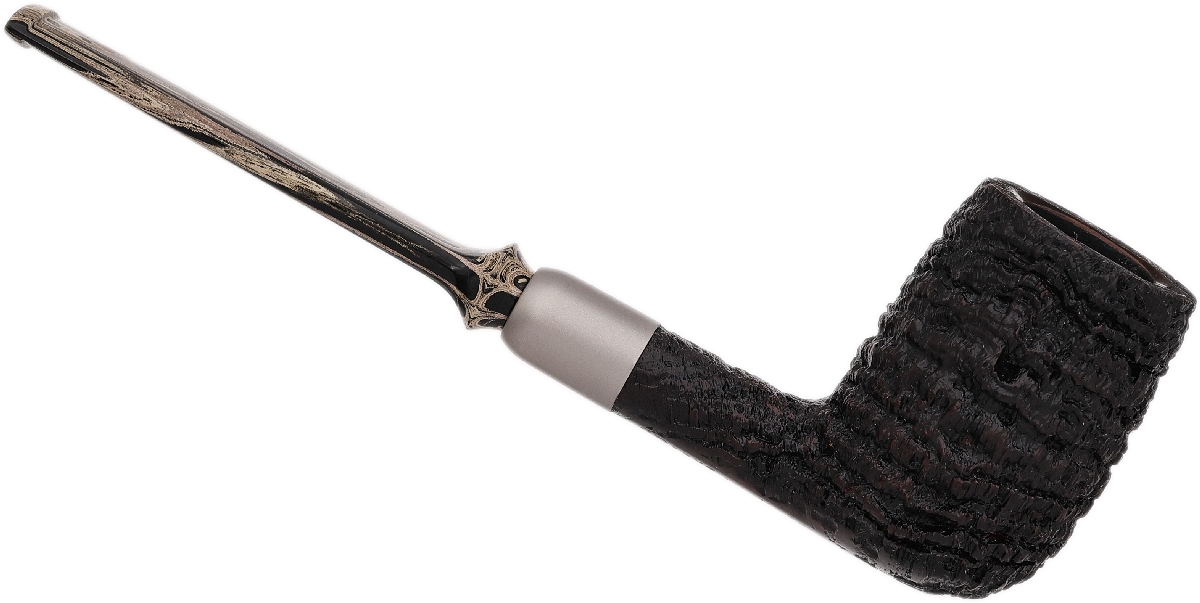 Sandblasted Billiard with Titanium (Two Leaf) (TI) (1604) (2026) Tobacco  Pipe