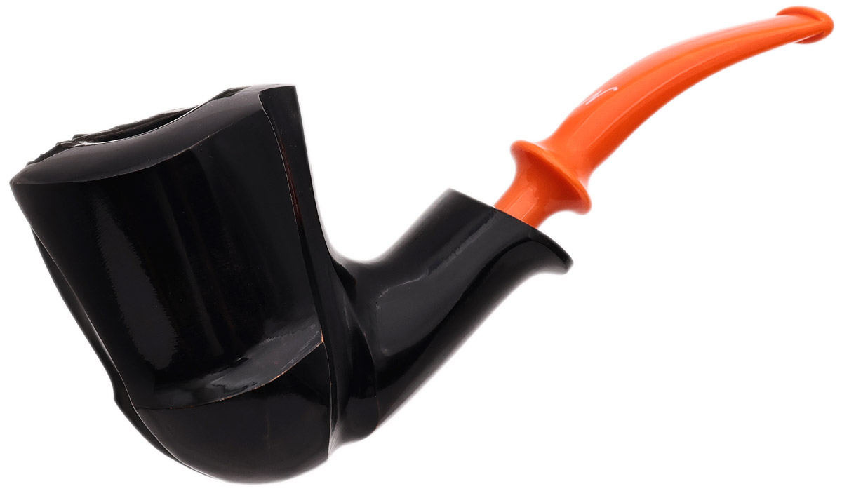 Black and Orange Smooth Freehand Tobacco Pipe