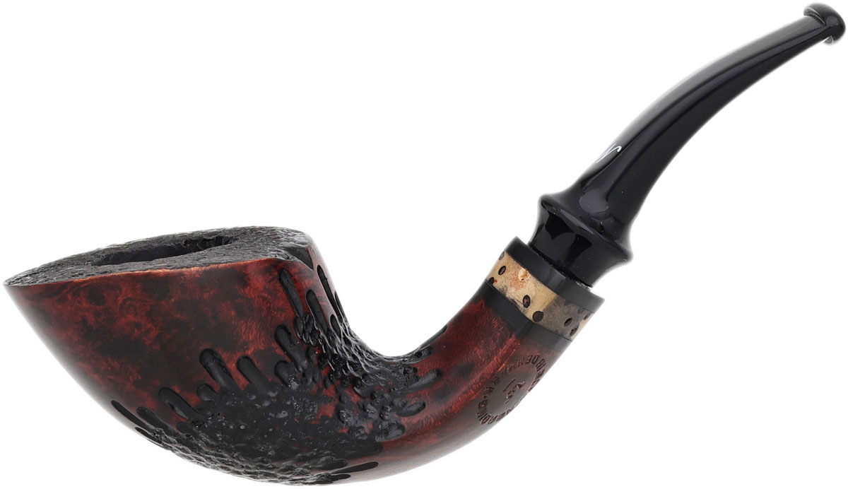 Partially Rusticated Bent Dublin Nosewarmer (3-1) Tobacco Pipe