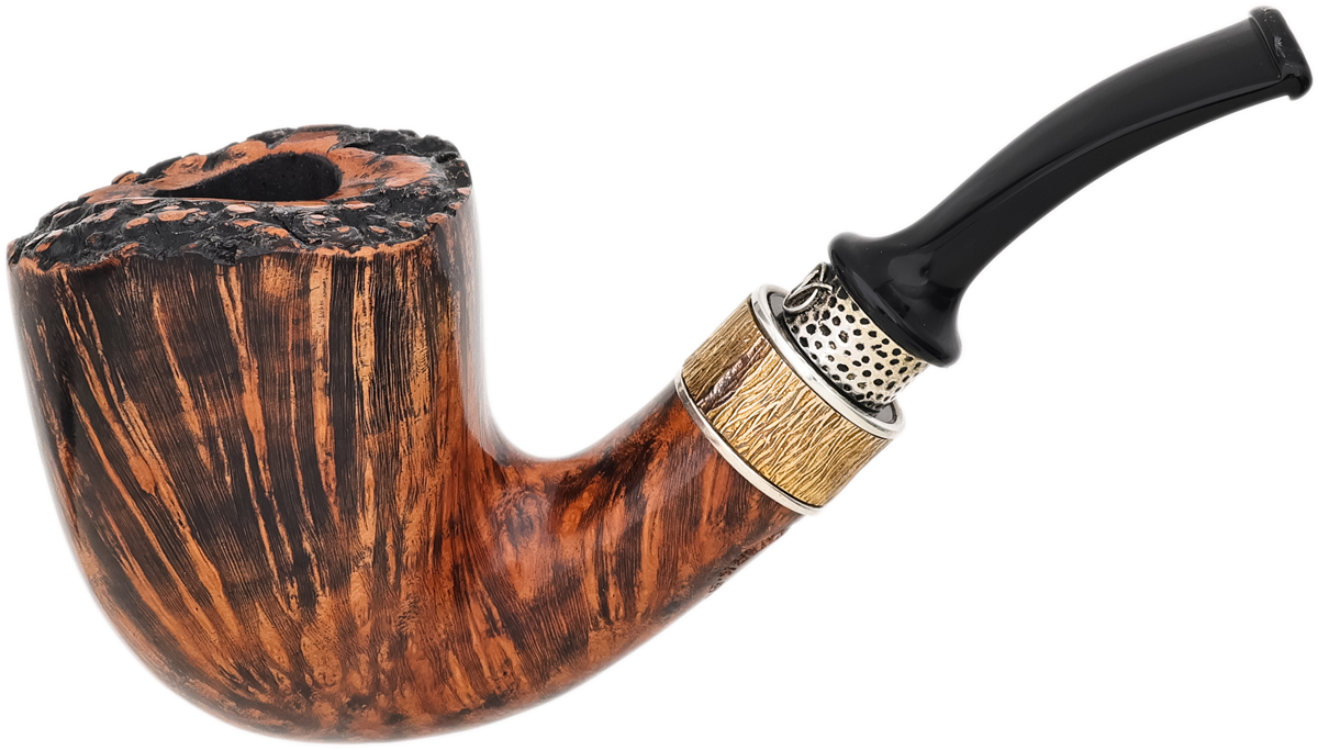 fancy tobacco Double Silver Bent Billiard (2) Tobacco Pipe