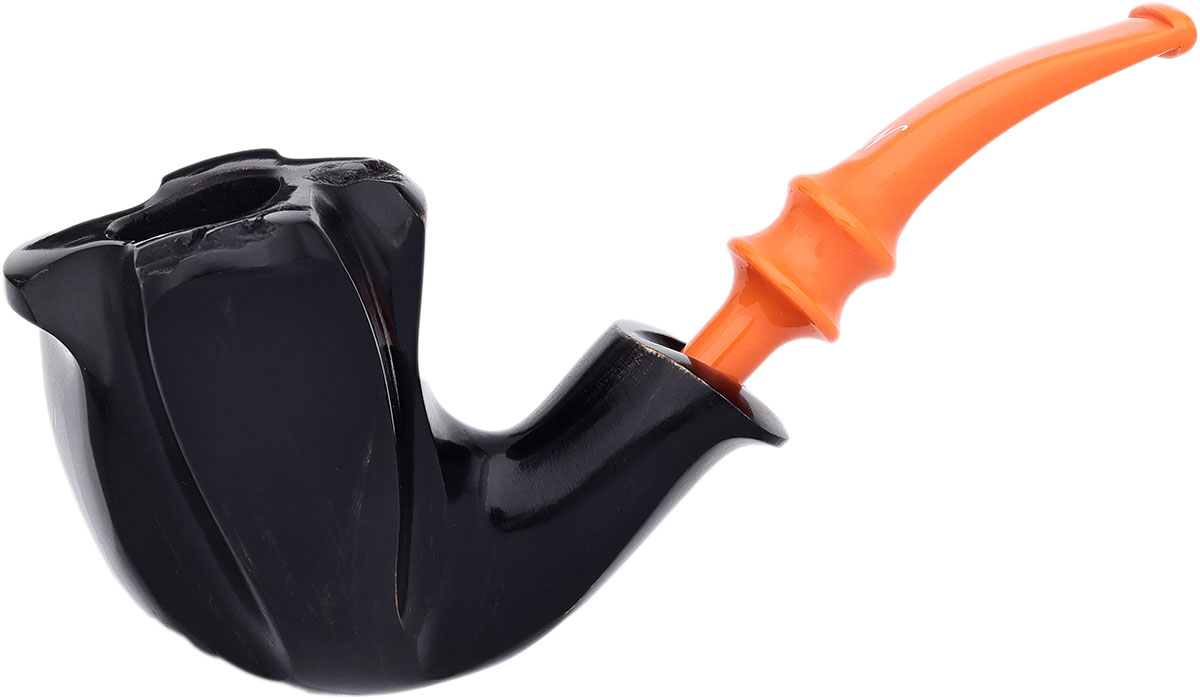 Black and Orange Smooth Freehand Tobacco Pipe