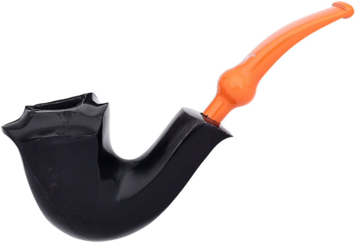 Black and Orange Smooth Freehand Tobacco Pipe