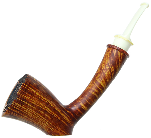 Pete Prevost Smooth Long Shank Sitter with Amboyna Burl and Bakelite