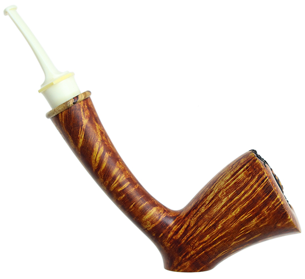 Pete Prevost Smooth Long Shank Sitter with Amboyna Burl and Bakelite