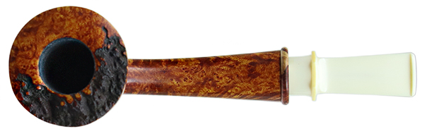 Pete Prevost Smooth Long Shank Sitter with Amboyna Burl and Bakelite