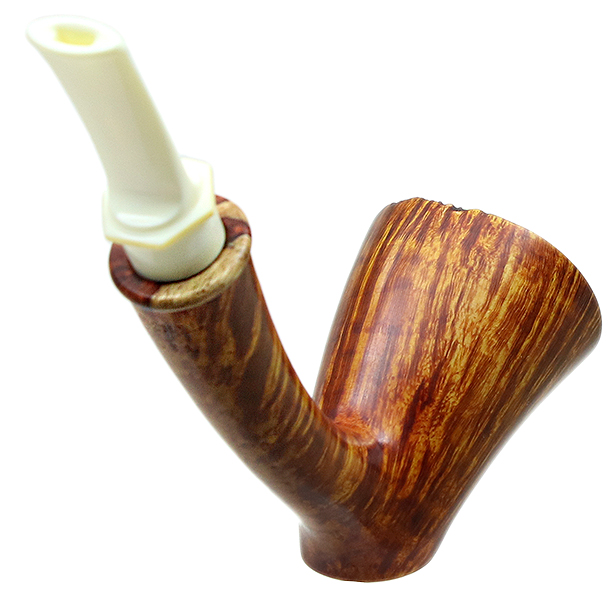Pete Prevost Smooth Long Shank Sitter with Amboyna Burl and Bakelite