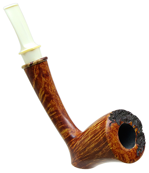 Pete Prevost Smooth Long Shank Sitter with Amboyna Burl and Bakelite
