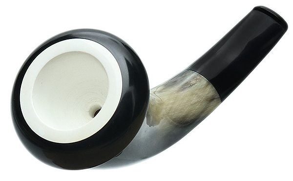 Pete Prevost Smooth Horn Calabash with Meerschaum and Ebonite (with Extra Briar Bowl)