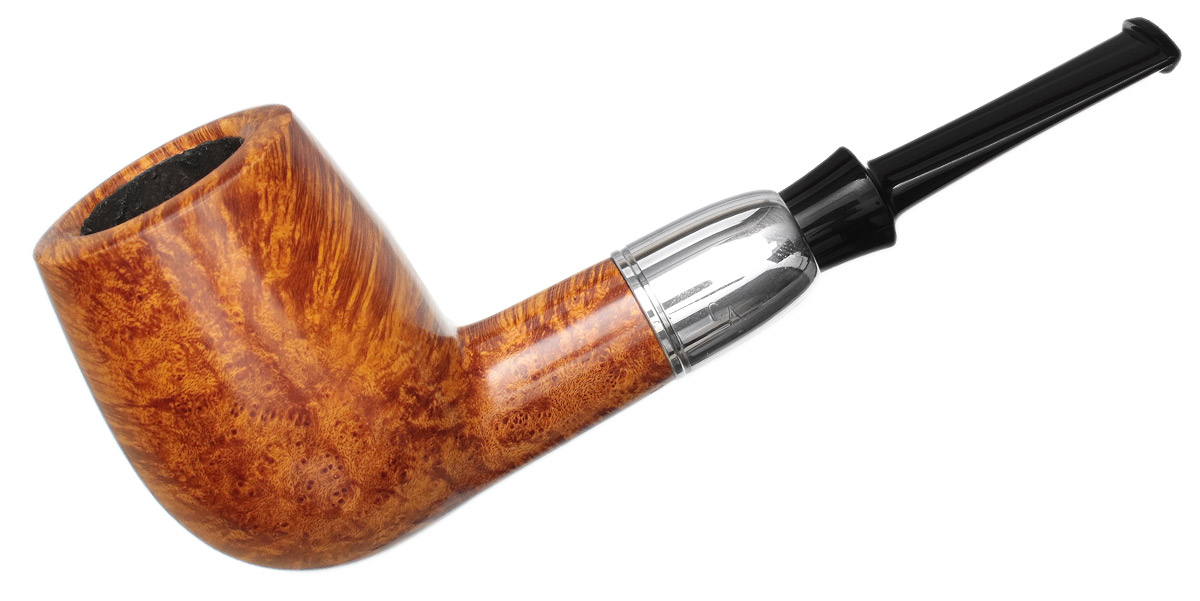 Chris Asteriou: Smooth Billiard with Silver (102/19) Tobacco Pipe