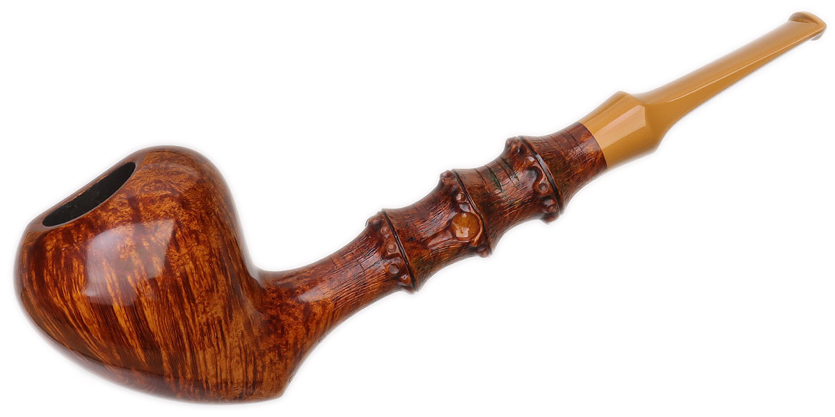 Chris Asteriou Smooth Acorn with Bamboo Carving | 10th Annual Global Pipe Making Exposition | Daily Reader