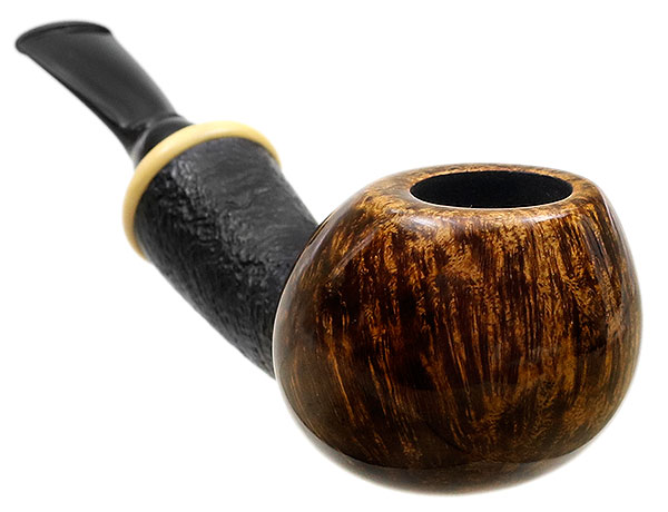 Wolfgang Becker Partially Sandblasted Bent Apple with Boxwood (Double Wolf Paw)