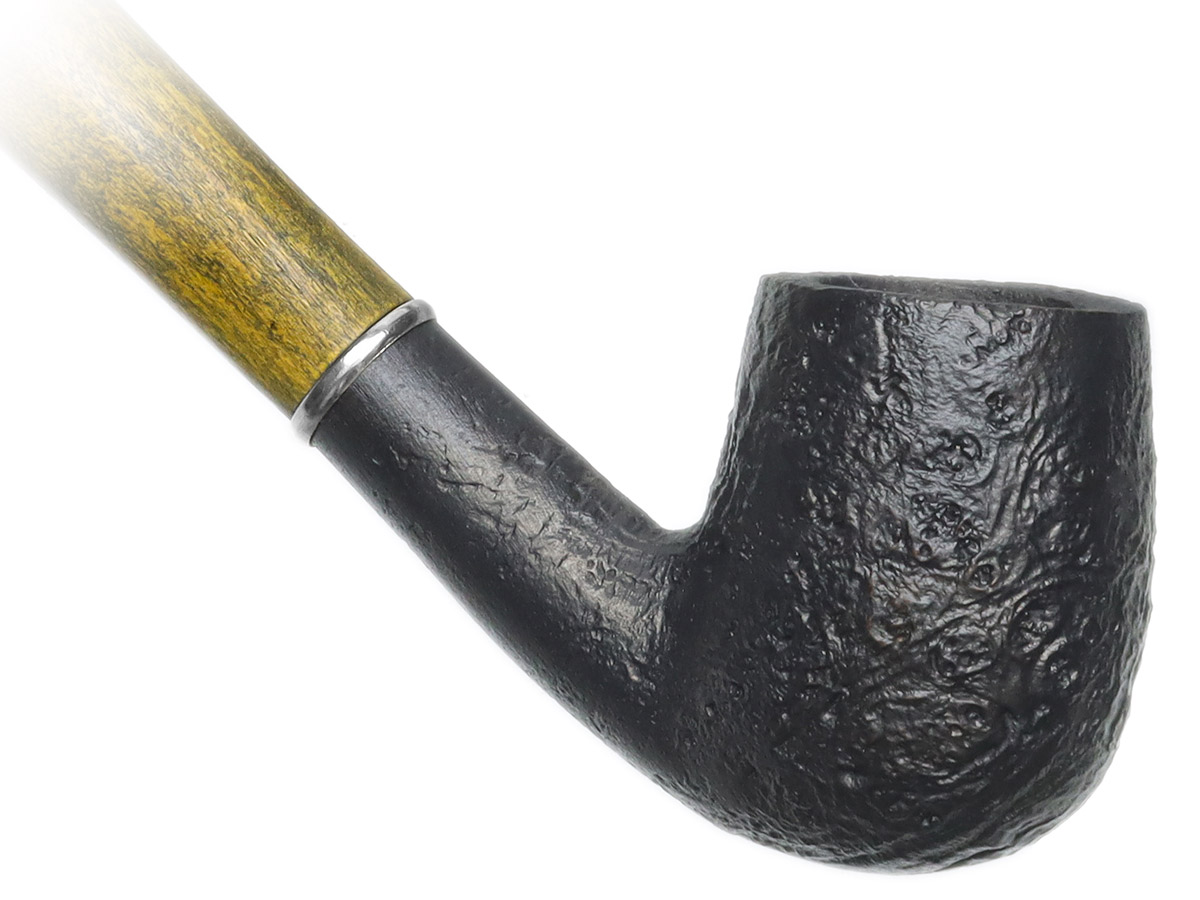 Clay Pipes Retro Briar Sandblasted Medium Bent Billiard Churchwarden with Beechwood and Horn