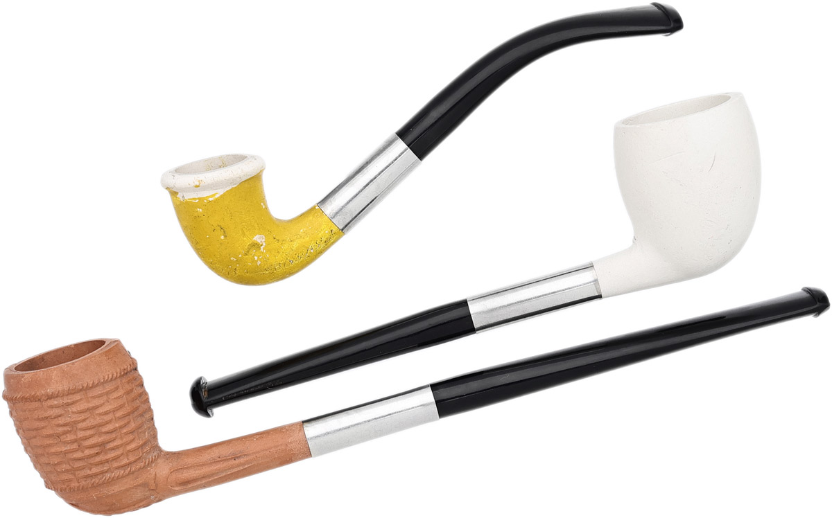 Clay Pipes Antique 3 Pipe Set