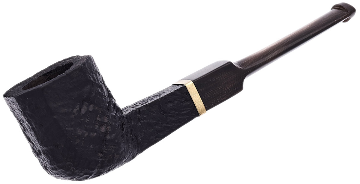 Clay Pipes Retro Briar Sandblasted Panel Billiard with Black Horn Stem