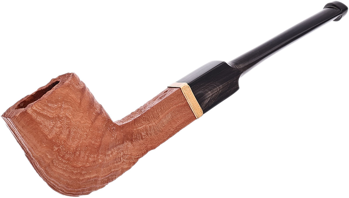 Clay Pipes Basic Briar Sandblasted Paneled Billiard with Waxed Horn Stem