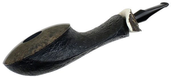 Werner Mummert Partially Sandblasted Strawberry Wood Eskimo with Elk Antler