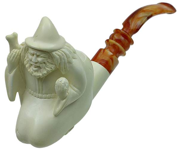 AKB Meerschaum Carved Kneeling Hermit (with Case)