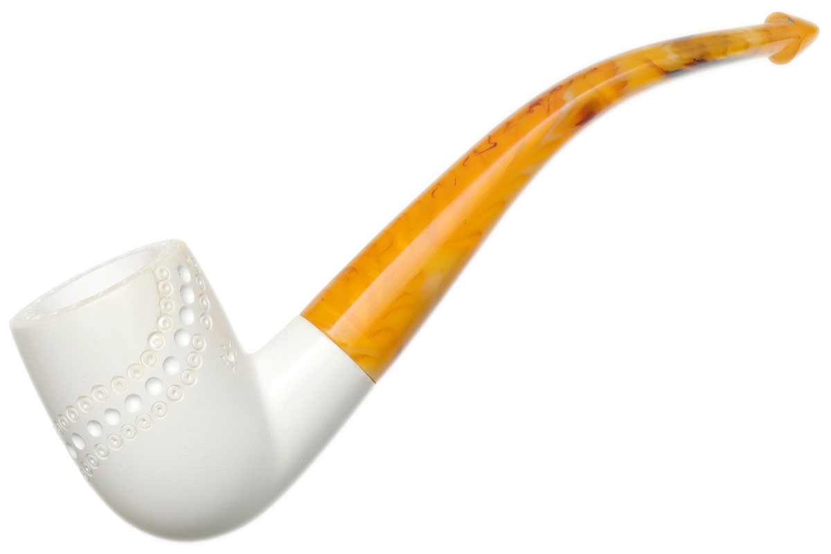 AKB Meerschaum Spot Carved Bent Billiard