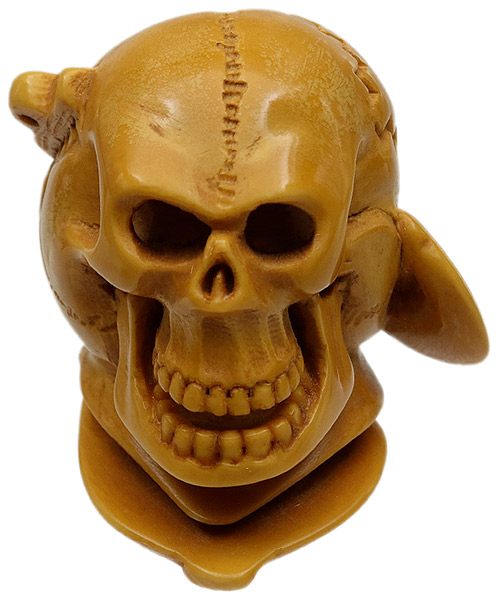 AKB Meerschaum Carved Skeleton with Anchor Through Head (with Case)