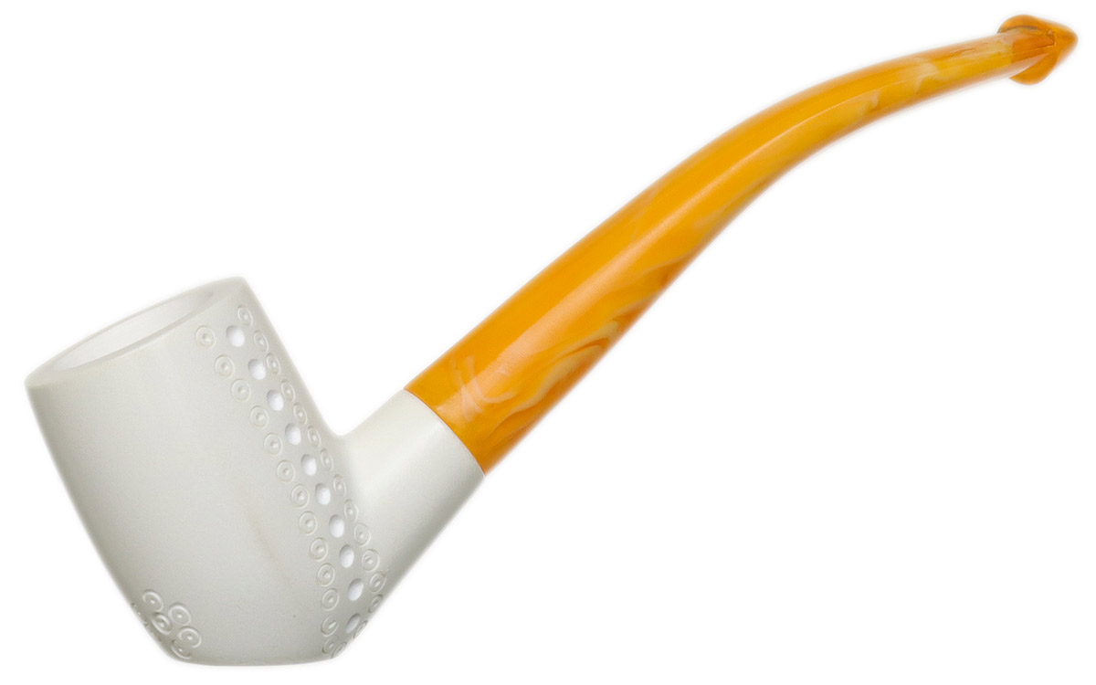 AKB Meerschaum Spot Carved Bent Billiard