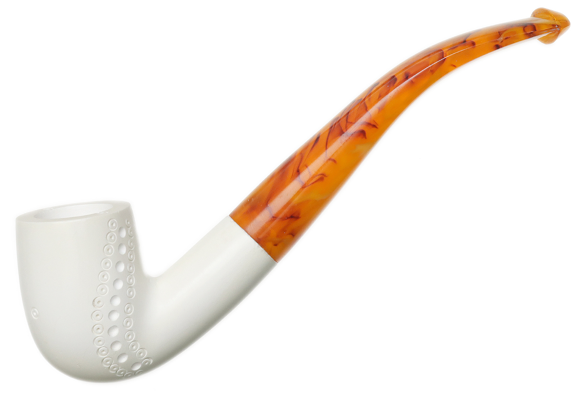 AKB Meerschaum Spot Carved Bent Billiard