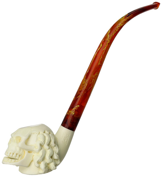 AKB Meerschaum Carved Humorous Skull (with Case)