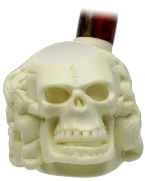 AKB Meerschaum Carved Humorous Skull (with Case)