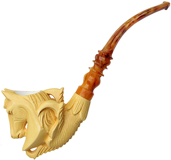 AKB Meerschaum Carved Horse In Dragon Claw (with Case)