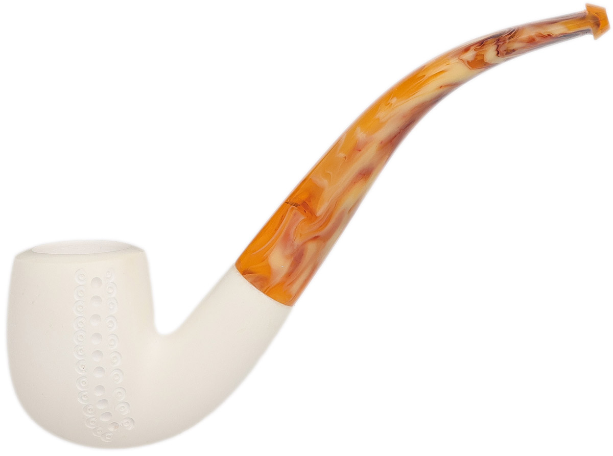 AKB Meerschaum Spot Carved Bent Billiard (with Case)