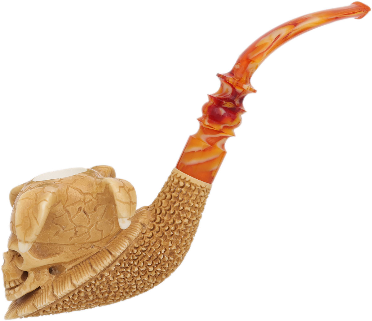 AKB Meerschaum Carved Skull with Jester Hat (with Case)
