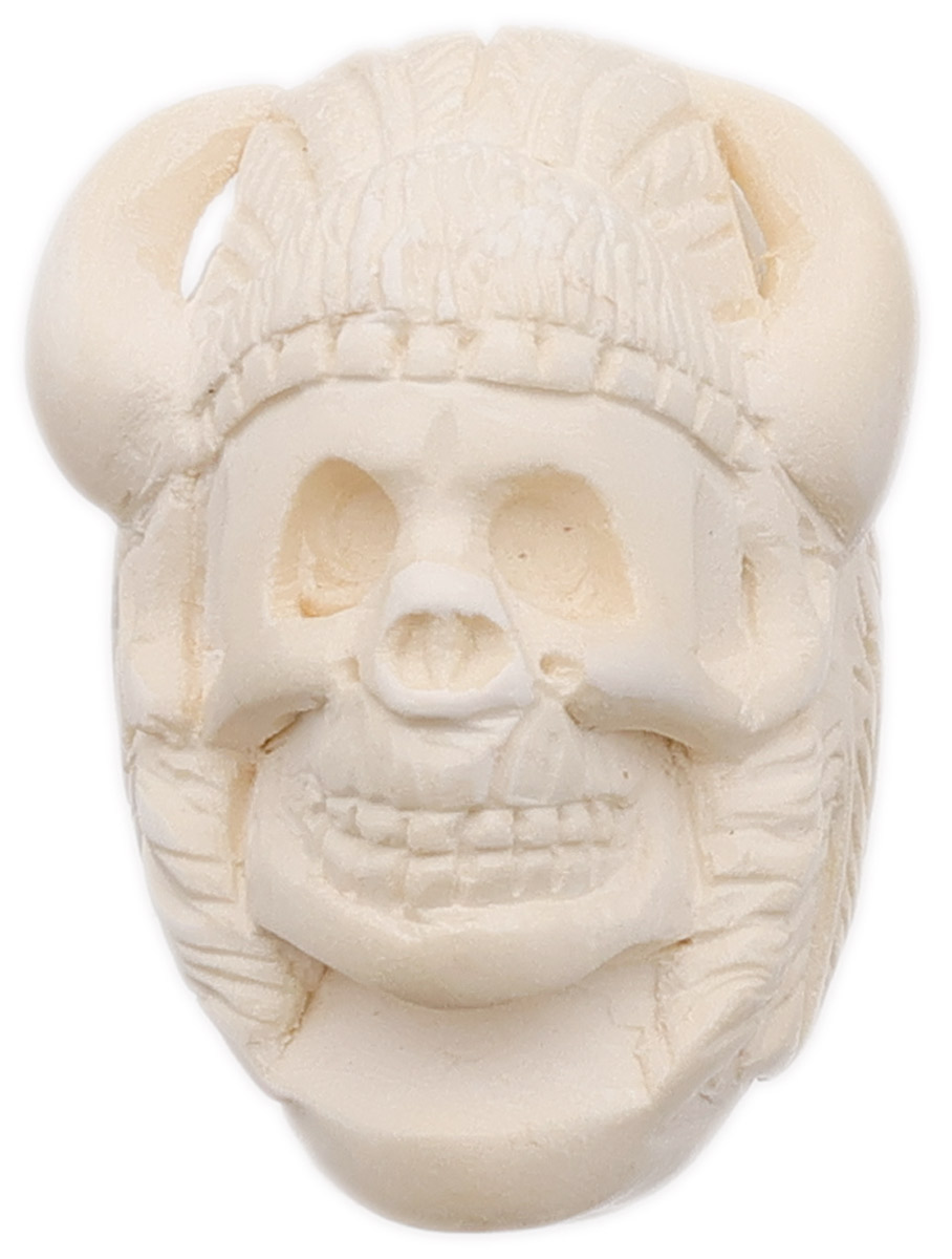 AKB Meerschaum Carved Native American Skull with Headdress (with Case)