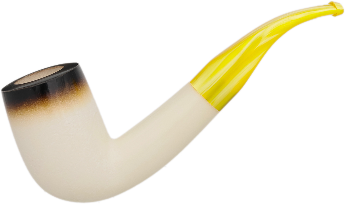 AKB Meerschaum Spot Carved Bent Billiard (with Case)