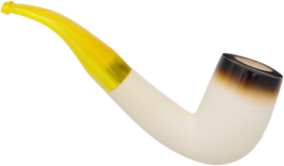 AKB Meerschaum Spot Carved Bent Billiard (with Case)