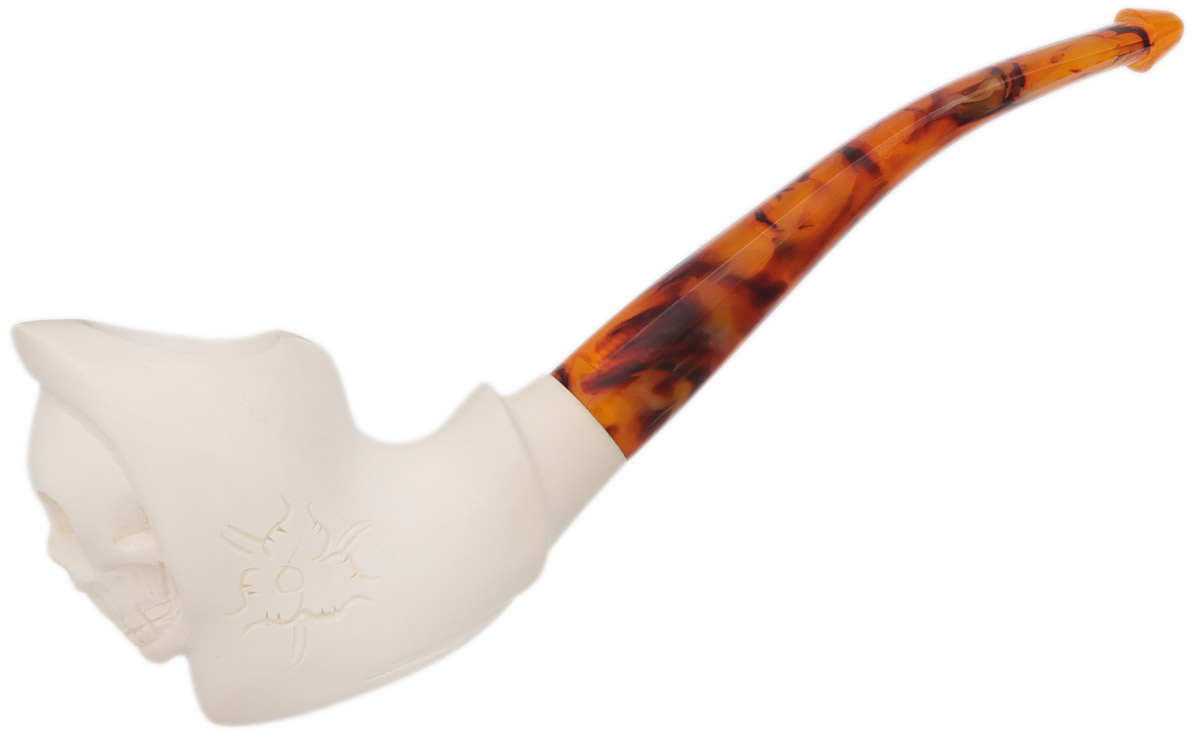 AKB Meerschaum Carved Hooded Skull (with Case)