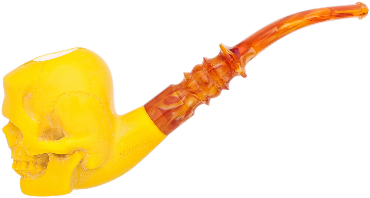 AKB Meerschaum Spot Carved Skull (Kenan) (with Case)