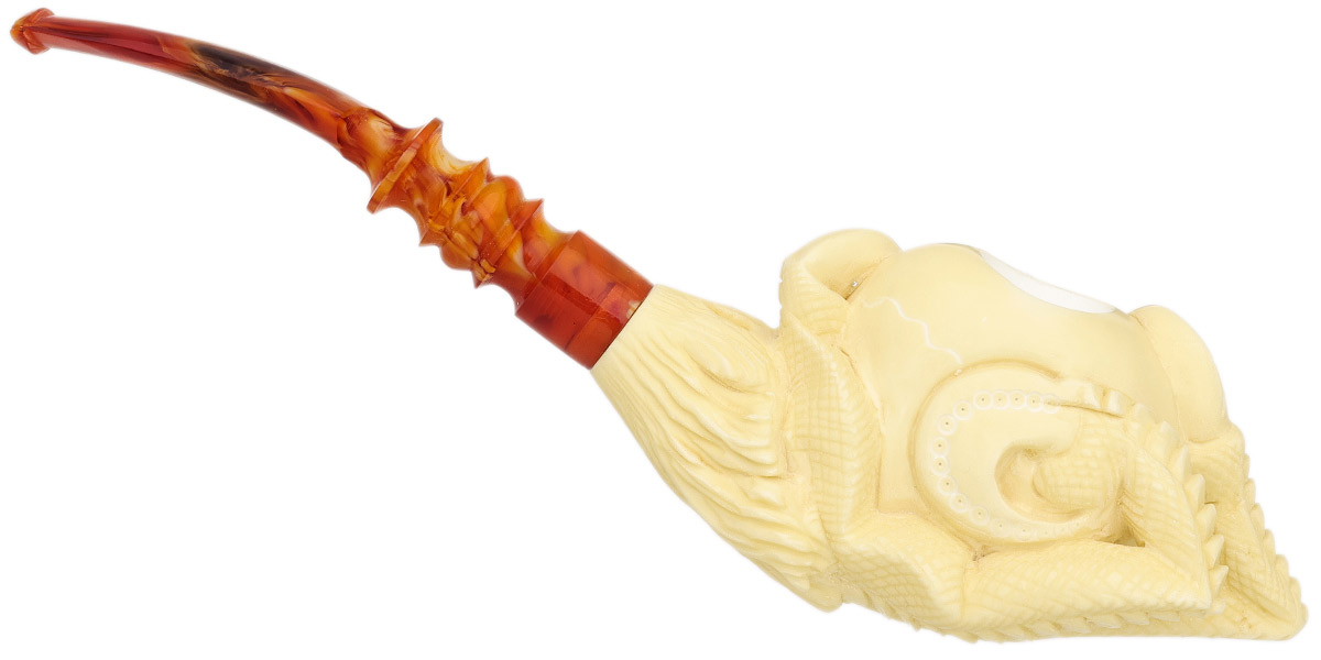 AKB Meerschaum Carved Dragon Claw Holding Egg (Ali) (with Case)