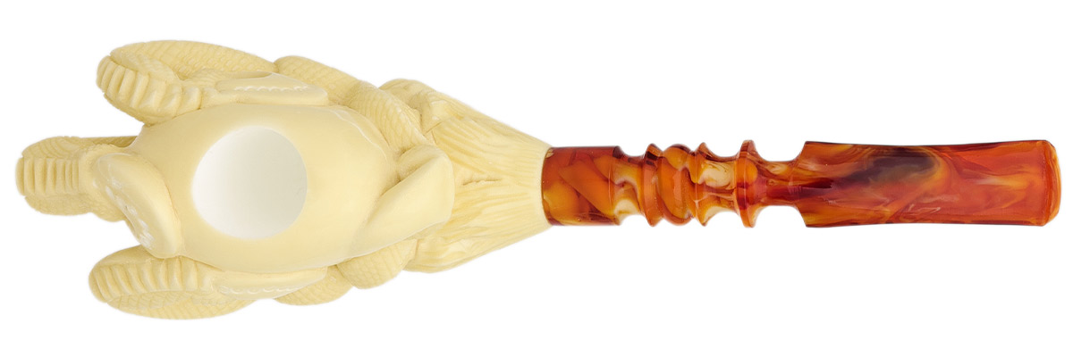 AKB Meerschaum Carved Dragon Claw Holding Egg (Ali) (with Case)
