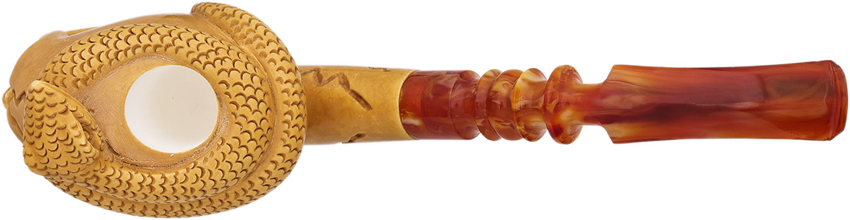 AKB Meerschaum Carved Skull and Snake (Ali) (with Case)