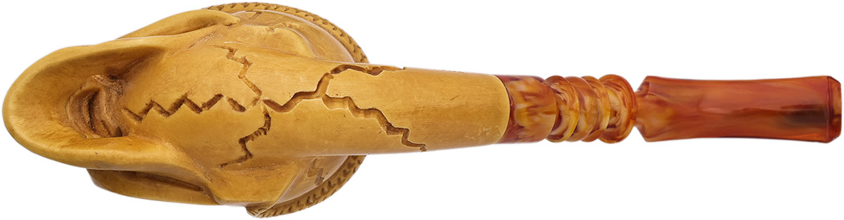 AKB Meerschaum Carved Skull and Snake (Ali) (with Case)