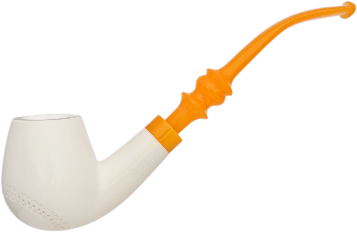 AKB Meerschaum Spot Carved Bent Brandy (Fatih) (with Case)