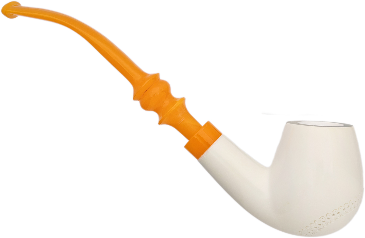 AKB Meerschaum Spot Carved Bent Brandy (Fatih) (with Case)